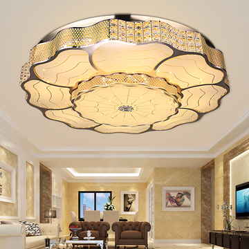 LED欧式圆形水晶灯奢华卧室客厅水晶吸顶灯金色别墅温馨现代灯具