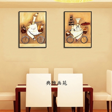 现代装饰画三联咖啡厅西餐厅餐馆抽象厨师壁画蛋糕店披萨店挂画