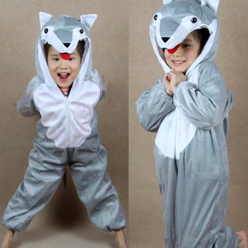 儿童表演服装 演出服装 卡通 动物套装 动物衣服 大灰狼服装