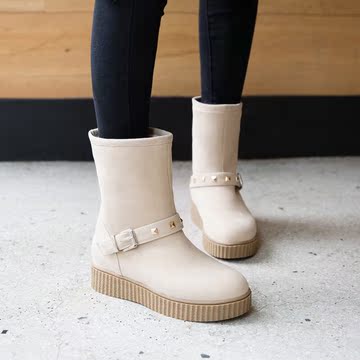 2016秋冬季短靴保暖棉鞋大码平跟靴子孕妇平底女靴子短筒雪地靴女