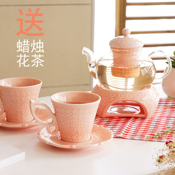 英式陶瓷玻璃花茶具套装加热玻璃花茶壶欧式花茶具水果茶水壶耐热