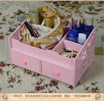 抽屉式韩国木质首饰化妆品收纳盒桌面护肤品梳妆盒办公储物整理箱