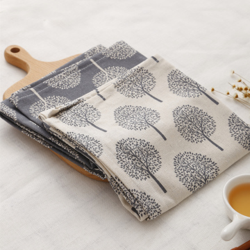 创意日式小树图案餐垫薄款西餐布艺餐巾布杯垫隔热垫美食摄影道具
